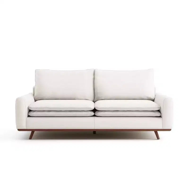 HOMES: Inside + Out Divano Gubera 82" Mid-Century in Tessuto Misto Lino Cotone con Cuscini in Misto Piuma