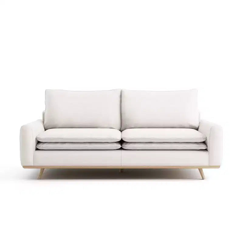HOMES: Inside + Out Divano Gubera 82" Mid-Century in Tessuto Misto Lino Cotone con Cuscini in Misto Piuma